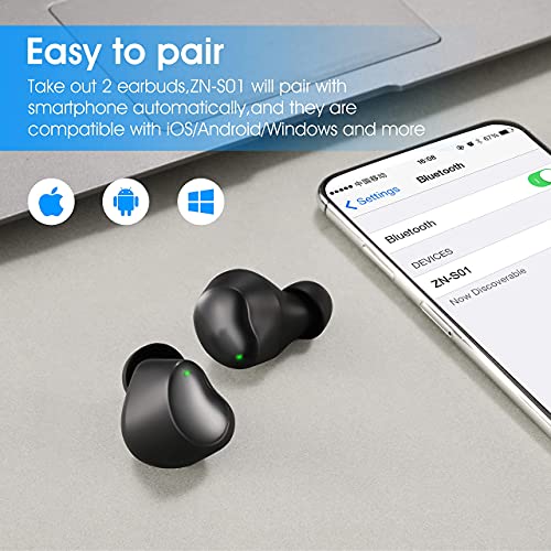 2 Items, 1 Black Blue Zihnic Foldable Wireless Headset Bundle with 1 Black zihnic S01 Wireless Earbuds