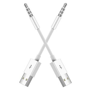 iPod Shuffle USB Charger - iPod Shuffle Charging [2-Pack] Charge SYNC Date Cable, Work with Apple iPod Shuffle 3rd, 4th, 5th, 6th Generation (White)