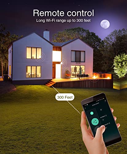 GHome Smart Outdoor Plug, Wi-Fi Smart Outlet Compatible with Alexa and Google Assistant, Remote Control Timer Schedule IPX4 Weatherproof Light Plug, No Hub Required, black