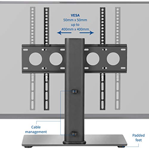 VIVO Black Universal TV Stand for 32 to 50 inch LCD LED Flat Screens, Tabletop VESA Mount with Tempered Glass Base and Cable Management STAND-TV00J