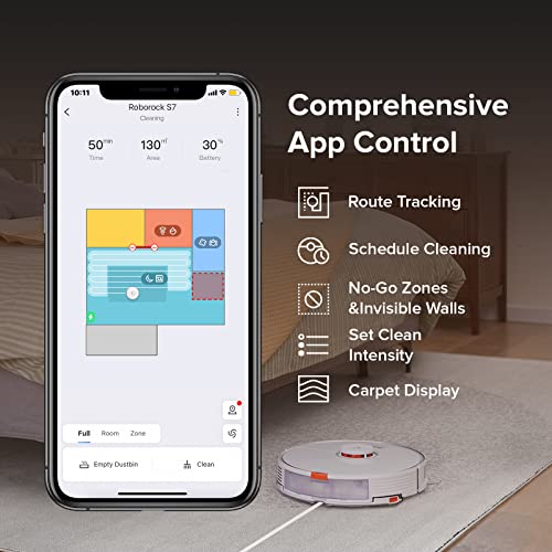 roborock S7+ Robot Vacuum and Sonic Mop with Self-Empty Dock, Stores up to 60-Days of Dust, Auto Lifting Mop, Ultrasonic Carpet Detection, 2500Pa Suction