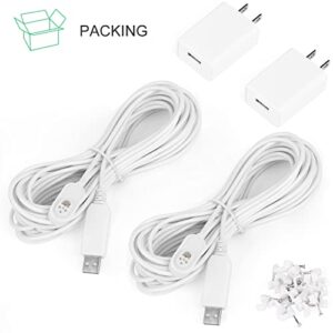 ALERTCAM 2Pack 30FT Magnetic Charging Cable with Power Adapter for Arlo Pro4 and Ultra 2,Continuous Outdoor Power Supply for Your Arlo Security Camera (White,2Pack)