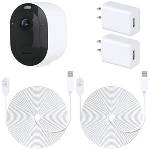 alertcam 2pack 30ft magnetic charging cable with power adapter for arlo pro4 and ultra 2,continuous outdoor power supply for your arlo security camera (white,2pack)