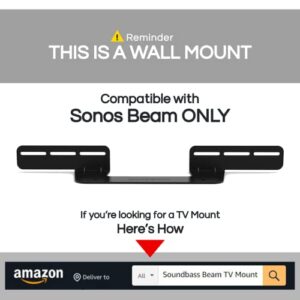 Soundbar Mount for Sonos Beam Compatible with Generation 1 & 2 Sonos Beam Sound Bar Includes All Necessary Mounting Hardware, Mounts Bracket, Black