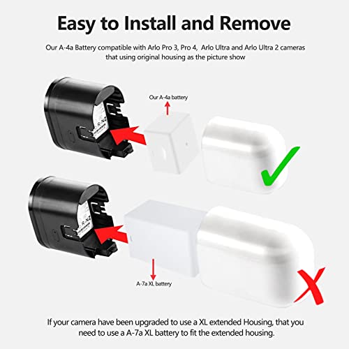 REYTRIC 2-Pack Rechargeable Batteries and LCD Dual Charger VMA5400 Compatible with Arlo Ultra, Ultra 2, Arlo Pro 3, Pro 4, Pro 5 Camera VMC4040P 3.85V 4800mAh 18.48Wh A-4a
