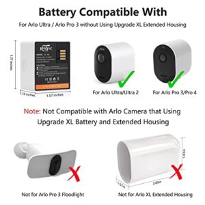 REYTRIC 2-Pack Rechargeable Batteries and LCD Dual Charger VMA5400 Compatible with Arlo Ultra, Ultra 2, Arlo Pro 3, Pro 4, Pro 5 Camera VMC4040P 3.85V 4800mAh 18.48Wh A-4a