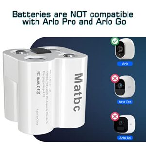 Matbc Rechargeable Batteries for Arlo, Unique 4in1 Design of 123A Camera Batteries, Replacemen with arlo Security Camera System VMK 3200/VMC3030/VMS3330/3430/3530 Battery, 4Pack 3000mAh Upgraded