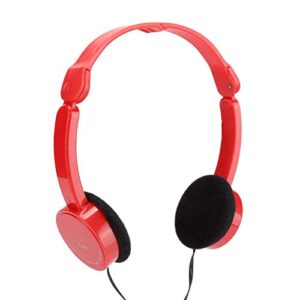 demeras kids headphones foldable wired headset children headphone with microphone boys girls on ear headset for online learning (red)