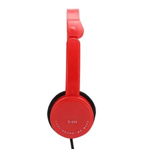 Demeras Kids Headphones Foldable Wired Headset Children Headphone with Microphone Boys Girls On Ear Headset for Online Learning (red)