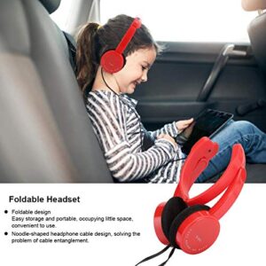 Demeras Kids Headphones Foldable Wired Headset Children Headphone with Microphone Boys Girls On Ear Headset for Online Learning (red)
