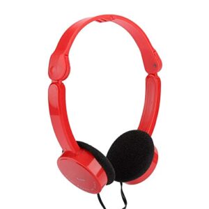 Demeras Kids Headphones Foldable Wired Headset Children Headphone with Microphone Boys Girls On Ear Headset for Online Learning (red)