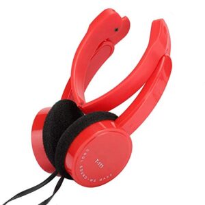 Demeras Kids Headphones Foldable Wired Headset Children Headphone with Microphone Boys Girls On Ear Headset for Online Learning (red)