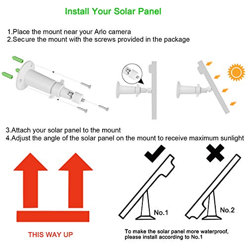 iTODOS Solar Panel Works for Arlo Essential Spotlight Camera, 11.8Ft Outdoor Power Charging Cable and Adjustable Mount - (3 Pack,Silver)