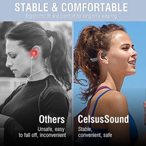 CelsusSound Bone Conduction Headphones with Noise-Canceling MIC, Bluetooth Waterproof Sport Headphone, Open Ear Stereo Headphones up to 10H of Music and Calls, Wireless Headset for Running and Workout