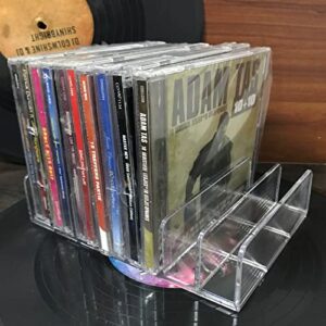 Clear Acrylic CD DVD Holder CD Storage Box CD Display Rack CD Stand - Holds up to 14 Standard CD Cases for Media Shelf Storage and Organization