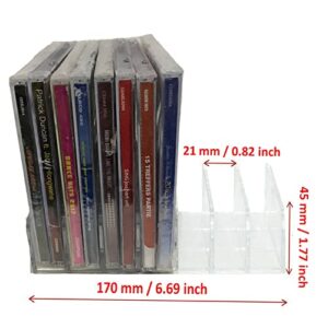 Clear Acrylic CD DVD Holder CD Storage Box CD Display Rack CD Stand - Holds up to 14 Standard CD Cases for Media Shelf Storage and Organization