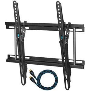 cheetah aptmsb tv wall mount for 20-55” tvs up to vesa 400 and 115lbs, and fits 16” wall studs, and includes a tilt tv bracket, a 10’ twisted veins hdmi cable and a 6” 3-axis magnetic bubble level
