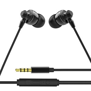 dixvuk wired earbuds with microphone, noise isolating in-ear headphones, metal earphone fits 3.5mm interface for ipad,mp3/mp4, apple iphone, android smartphones (black)