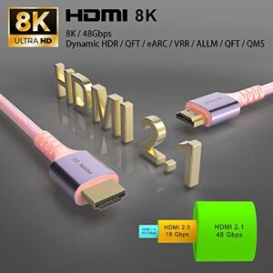 EONZONE 10 ft 8K HDMI Cable 2.1 Ultra HD High Speed 48Gpbs 8K60 4K120 144Hz eARC HDR10 HDCP 2.2&2.3 Compatible for Xbox One X PS4 PS5 Roku Fire TV Apple TV Nintendo Switch Sony LG Samsung