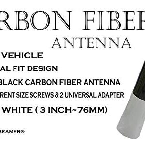 ICBEAMER 3" 76 mm Carbon Fiber Polished Finish & White Aluminum Short Automotive Antenna with Internal Copper Coil Universal Fit AM/FM Radio Antenna Replacement Compatible for Car, Truck and Van