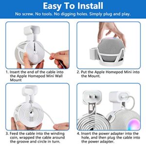 CUHIOY Homepod Mini Wall Mount Holder, Homepod Mini Plug Mount with Cord Management, No Messy Wires or Screws, Perfect Space-Saving Accessories (White, 1 Pack)