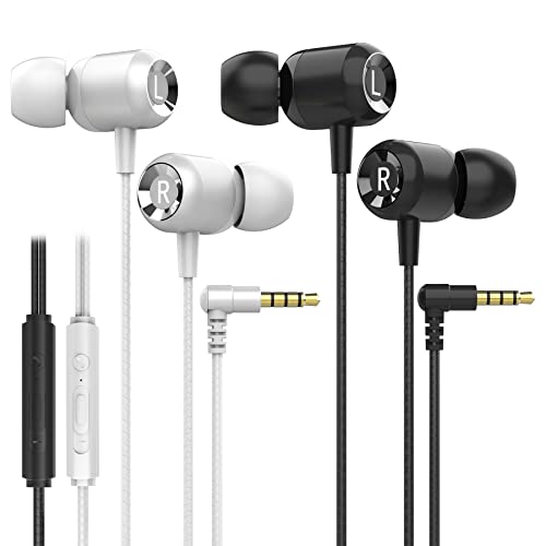 Dixvuk 2 Pack Metal Wired Earbuds,Noise Isolating in-Ear Headphones,Built-in Call Control Button Earphones, Earphone Fits 3.5mm Interface for iPad, Mp3/Mp4,iPod, iPhone 6/6s, Android Smartphones