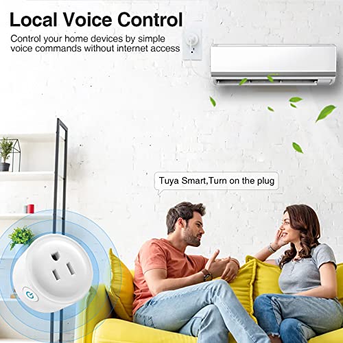 WiFi Smart Plug, Bibikoo Local Voice Control, Remote Tuya Smart App, Voice Control Start Pairing, Smart Outlet Socket Works with Alexa and Google Home, Timer, Group Control, 2.4G WiFi, FCC/UL (1)