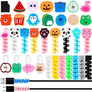flutesan 60 pcs cable protectors cute charging animal bite cord protector usb cord charger phone charger accessories for all cellphone data lines, various styles