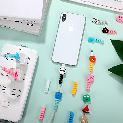 Flutesan 60 Pcs Cable Protectors Cute Charging Animal Bite Cord Protector USB Cord Charger Phone Charger Accessories for All Cellphone Data Lines, Various Styles