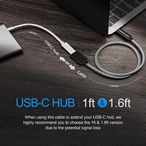 CableCreation USB C Extension Cable (Gen 2/10Gbps), 3.3FT USB 3.1 Type C Male to Female Extension Cable, Support 4K Video Audio Transfer, Compatible with MacBook Pro, Note 8, Galaxy S22, 1M/Black