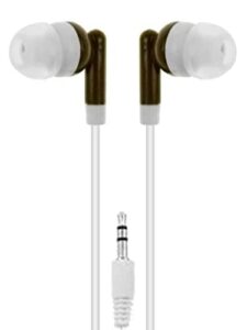 lowcostearbuds bulk pack of 25 brown/white earbuds/headphones – individually wrapped