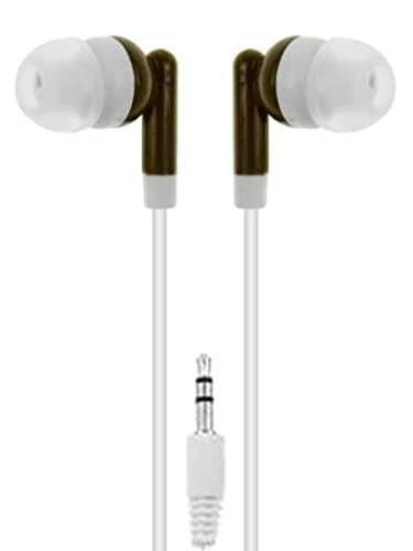 LowCostEarbuds Bulk Pack of 25 Brown/White Earbuds/Headphones - Individually Wrapped