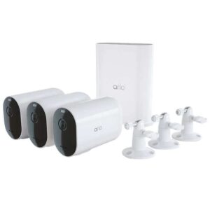 arlo ultra2 spotlight 3 camera security bundle, 3 pack – wireless, 4k video & hdr, color night vision, 2 way audio, wire-free, direct to wifi no hub needed, white