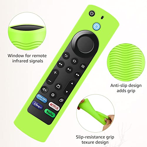 2 Pack Remote Covers Replacement Compatible with Toshiba and Insignia Fire TV Remote, Silicone Sleeve Case Glow in Dark for CTRC1US21 NS-RCFNA-21 Remote Cover (Glow Blue& Glow Green)