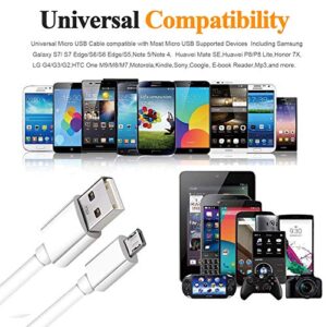 KAHEAUM 10FT Long Android Charger Cable Fast Charge,USB to Micro USB Cable White,Micro USB 2.0 Cable USB Micro Cable for Samsung Charger Cord Tablet Galaxy 7 S7 Edge LG Phone,Charging Wire for Kindle