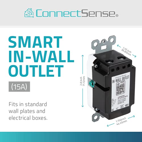 ConnectSense Smart In-Wall Outlet, WiFi Connected Electrical Smart Wall Socket That's Compatible With Amazon Alexa, Apple HomeKit Siri and Google Assistant (15A)