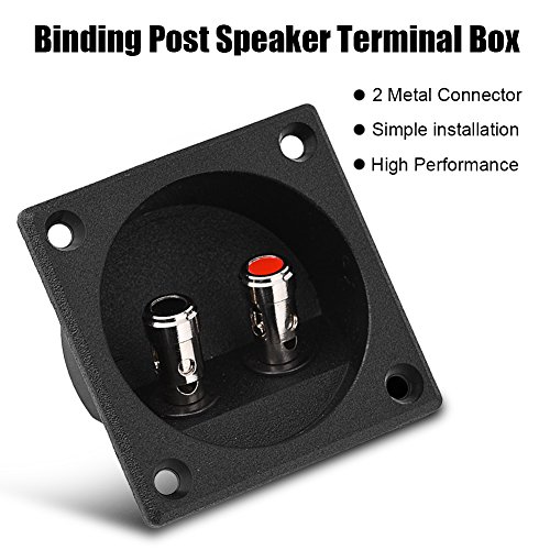 Pomya Speakers Terminal Box, Push Type 2 Binding Post Cable Square Spring Cup Connector Acoustic Components for DIY Home Car Stereo Speaker