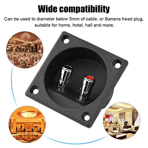 Pomya Speakers Terminal Box, Push Type 2 Binding Post Cable Square Spring Cup Connector Acoustic Components for DIY Home Car Stereo Speaker