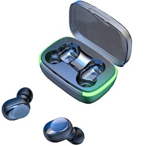 wireless earbuds bluetooth headphones with wireless charging case ipx4 waterproof stereo earphones in-ear for spor, black