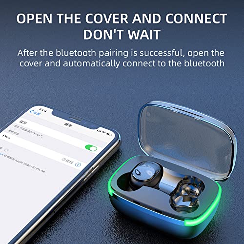 Wireless Earbuds Bluetooth Headphones with Wireless Charging Case IPX4 Waterproof Stereo Earphones in-Ear for SPOR, BLACK