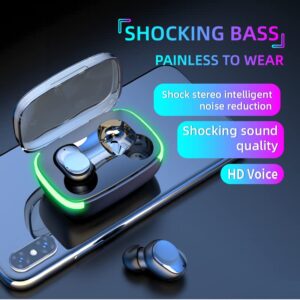 Wireless Earbuds Bluetooth Headphones with Wireless Charging Case IPX4 Waterproof Stereo Earphones in-Ear for SPOR, BLACK