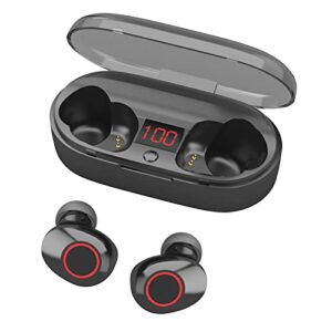 lanado wireless earbuds, mini bluetooth 5.0 wireless earphones in ear stereo sound microphone with cancelling mic and portable charging case, touch control wireless headphones led display for sport