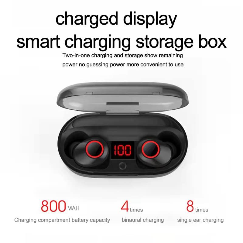 LANADO Wireless Earbuds, Mini Bluetooth 5.0 Wireless Earphones in Ear Stereo Sound Microphone with Cancelling Mic and Portable Charging Case, Touch Control Wireless Headphones LED Display for Sport