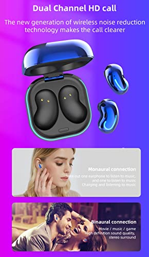 SZYCD Mini LED True Wireless Earbuds for iPhone, Bluetooth 5.1 Headset with Charging Box, TWS Stereo Headphones, Handsfree, Clear Calls, Suitable for Business and Work (Pink)