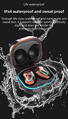 SZYCD Mini LED True Wireless Earbuds for iPhone, Bluetooth 5.1 Headset with Charging Box, TWS Stereo Headphones, Handsfree, Clear Calls, Suitable for Business and Work (Pink)