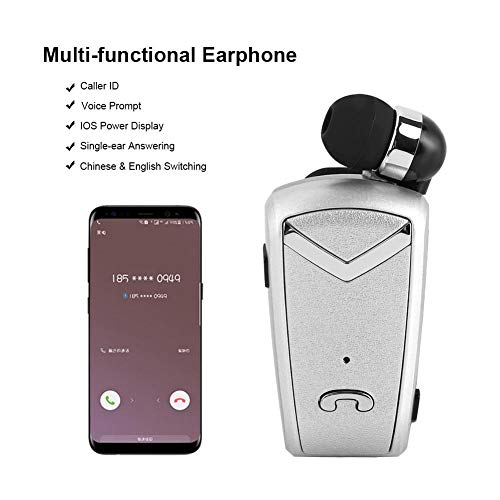 Oumij Fineblue Wireless Bluetooth Headset,4 Hours Play Time,in-Ear Sports Earbuds Headsets with Stereo,Portable in-Ear Retractable Business Lavalier Earphone,for Driving,Business,Office(White)