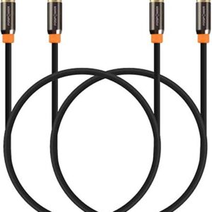 FosPower (3FT - 2 Pack Digital Audio Coaxial Cable [24K Gold Plated Connectors] Premium S/PDIF RCA Male to RCA Male for Home Theater, HDTV, Subwoofer, Hi-Fi Systems