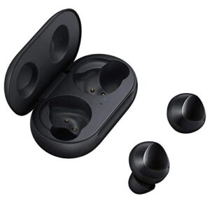 Samsung Galaxy Buds 2019, Bluetooth True Wireless Earbuds (Wireless Charging Case Included), Black - International Version, No Warranty (Buds + Fast Wireless Charging Pad Bundle, Black) (Renewed)