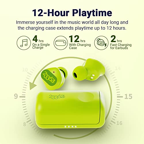 233621 Droplet True Wireless Earbuds, CVC 6.0 Call Noise Cancelling Headphones, IPX5 Waterproof Bluetooth 5.0 Earphones Touch Control, Stereo sound, comfortable fit for Home, Office, Gym (Light Green)