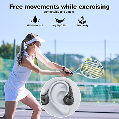 CelsusSound Pinetree Sports Open Ear Headphones, Bluetooth V5.2 Air Conduction Wireless Headphones, Lightweight Waterproof Running Headset with Noise-Canceling Mic for Workout, Hiking, Cycling (Gray)